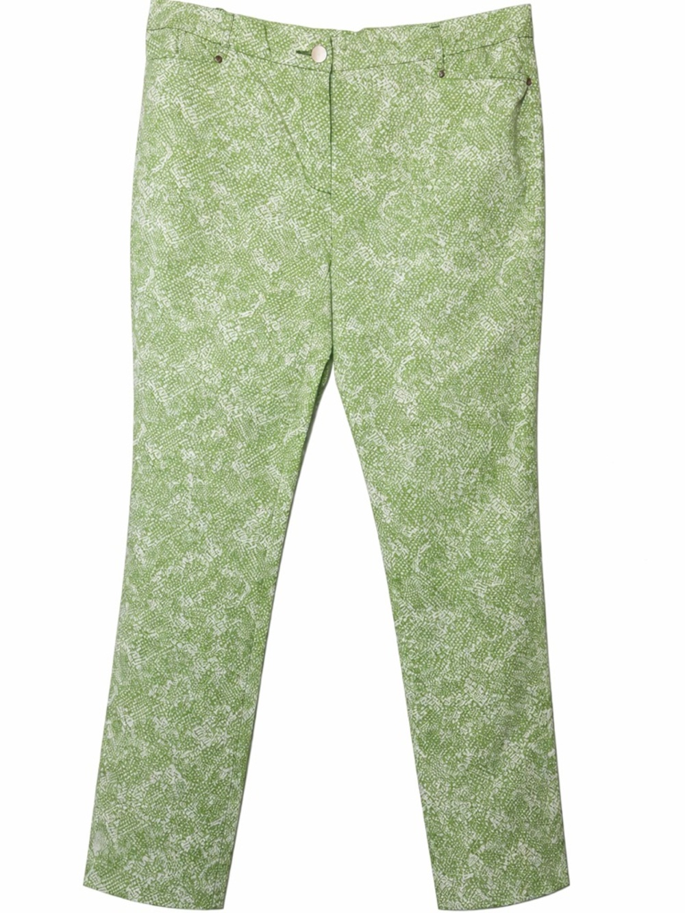 Charter Club Modern Green Print Ankle Crop Pants Size 14 Classic Stretch